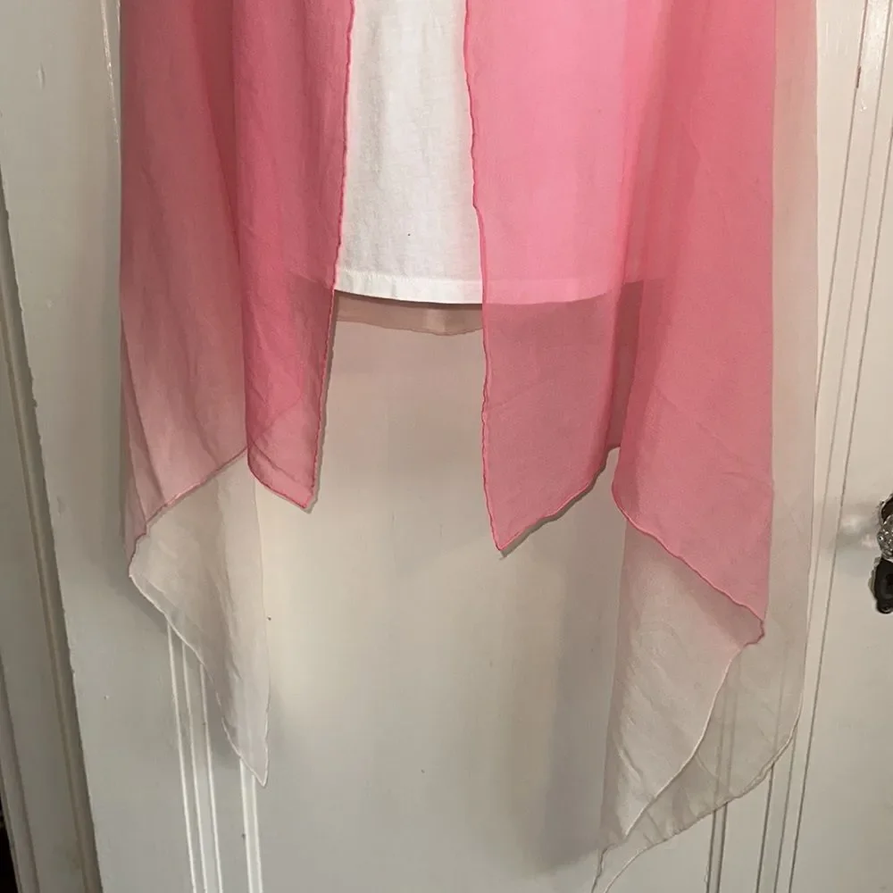 Vintage pink to cream hombre very large chiffon‎ shawl/wrap